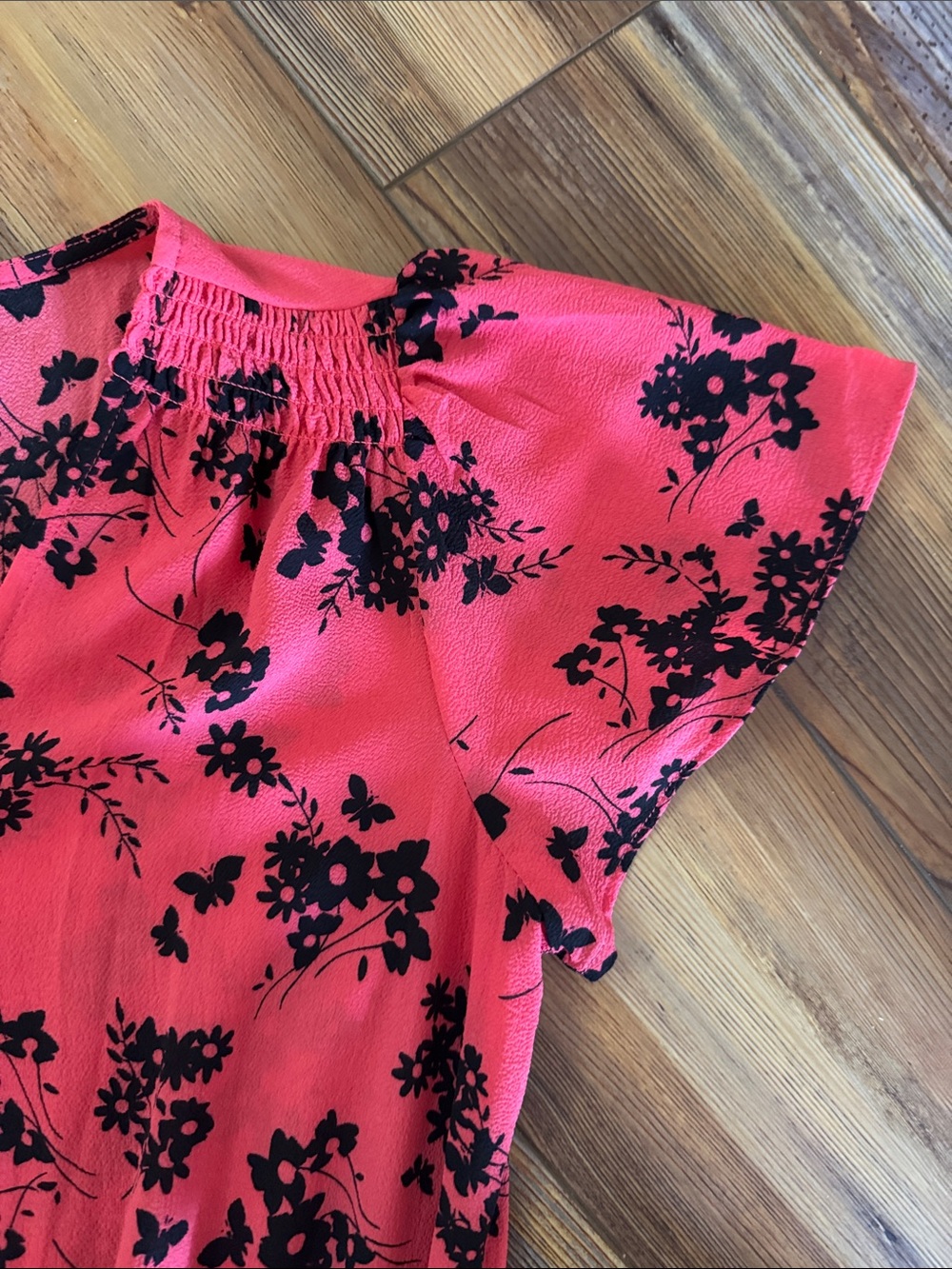 Michael Kors Floral Ruffle Dress with Smocked Waistband Size xs - Picture 4 of 10